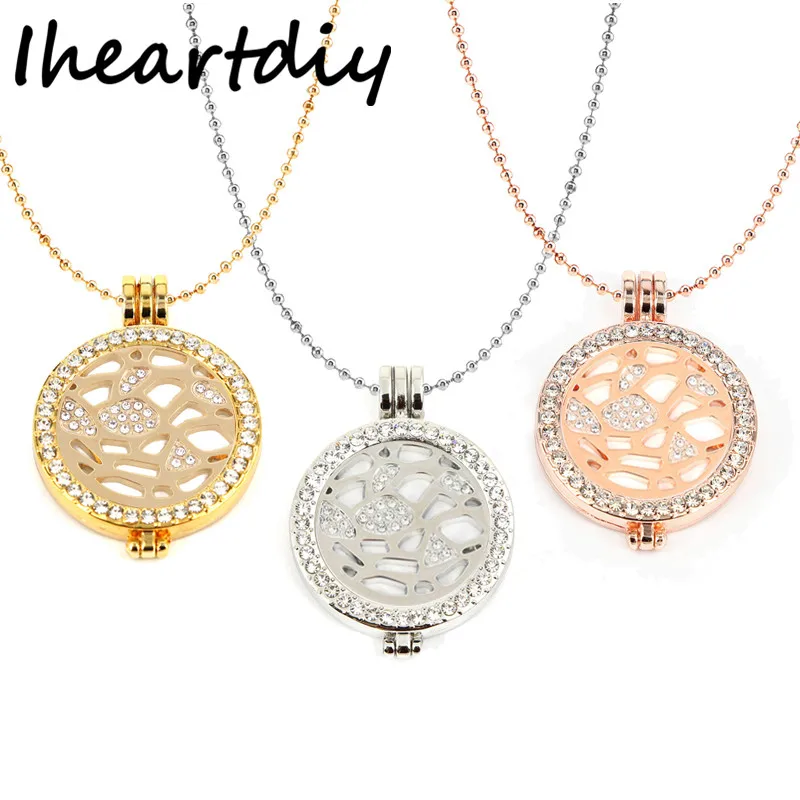 Ожерелье с кулоном Моя монета 35 мм кристаллами 33 и шариковой цепочкой 80 см