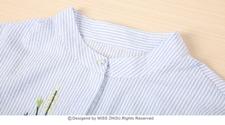 Стоячим воротником платья для беременных 2019 летние полосатые Вышитые платье