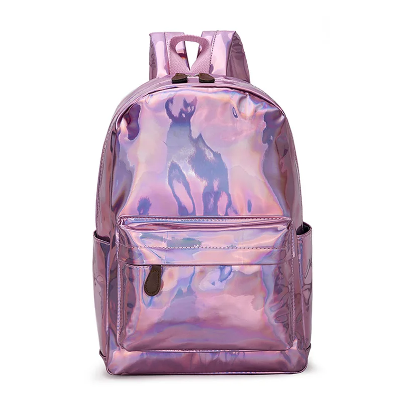 Pink Новинка, Женский Большой рюкзак с голограммой, лазерные рюкзаки, школьные сумки для девочек, женские Сумки из искусственной кожи серебристого цвета, голографические сумки mochila XA480WB - Цвет: Pink