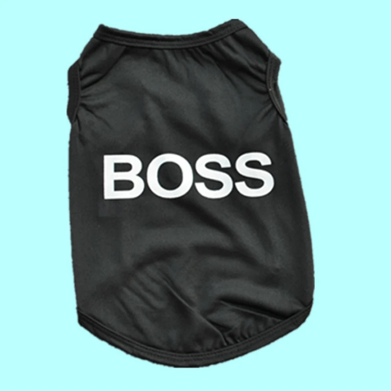 Boss Высокое качество унисекс Одежда для собак Мягкая хлопковая футболка для домашних животных жилет летняя одежда для щенка кошки жилет черный - Цвет: Boss