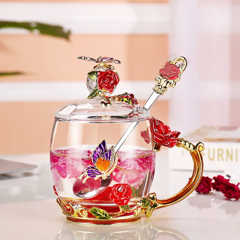 red S L 320ml JOUDOO 320 мл/350 мл цветная эмалированная стеклянная кофейная кружки чашки для чая и кружки термостойкие очки Вода домашняя посуда для напитков подарок для влюбленных 35 - Цвет: red S L 320ml