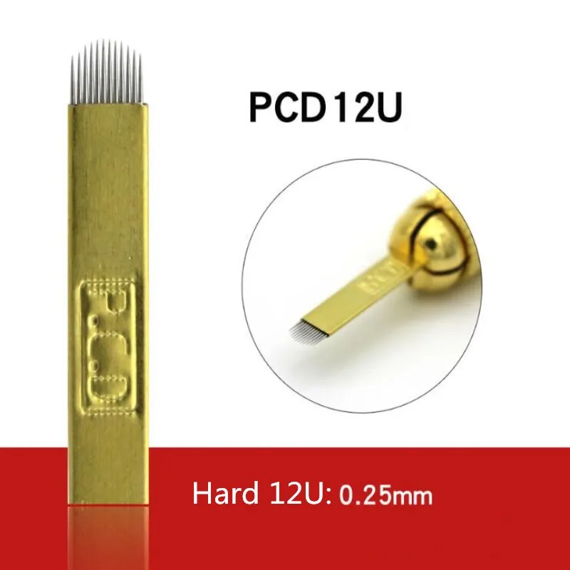 200 шт. жесткий Pcd U12 Pin 0 25 мм иглы для тату Перманентный макияж лезвие вышивки