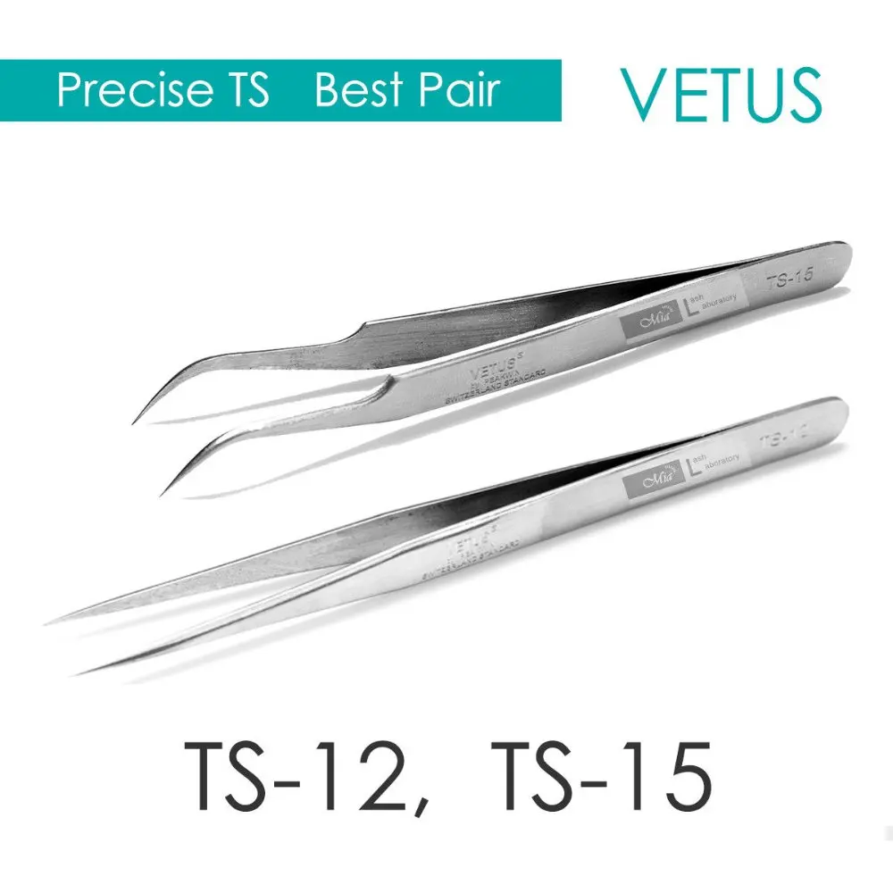 

BestPair VETUS TS12+TS15 Precise Straight Curved Tweezers Eyelash Extension