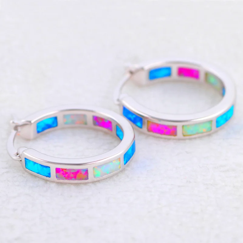 Rolilason бренд Дизайн великолепные Цвет огненный опал Серебро 925 Серьги-кольца