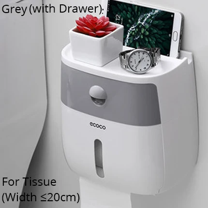 Grey (with Drawer) BR Ванная Комната Водонепроницаемый Держатель Туалетной Бумаги Настенный Ящик Для Хранения Салфетка Организатор - Цвет: Grey (with Drawer)