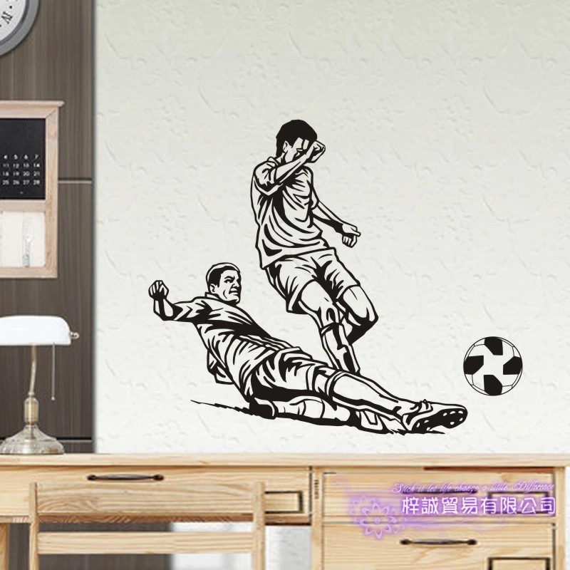 Football Player Wall Sticker Sports Car Decal Kids Room Posters Vinyl Customizable Soccer | Дом и сад