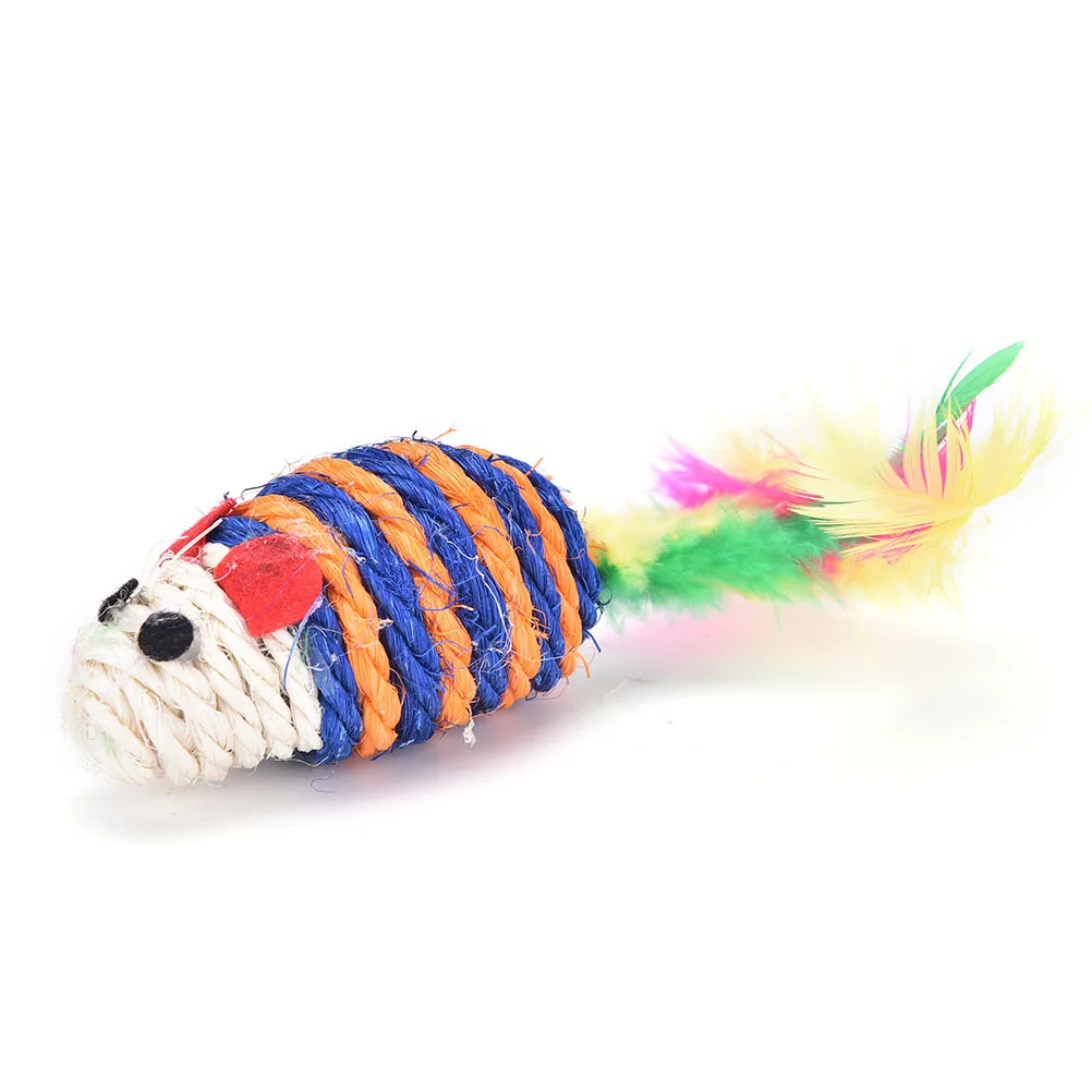 Pet Cat Kitten Feather mice Sisal Rope mouse Rattle Scratcher Toy Color Random | Дом и сад