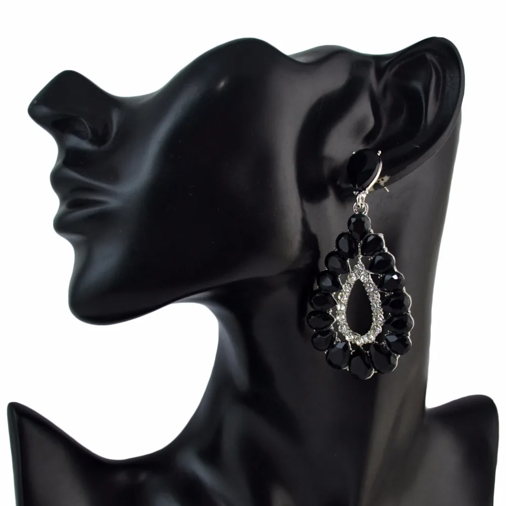 Женские серьги-подвески с кристаллами длинные висячие серьги большим кристаллом