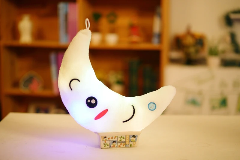 1 шт. 35 см Kawaii в форме Луны Подушка, плюшевые игрушки светящаяся подушка игрушки светодиодная Красивая Подушка Рождественские подарки для детей