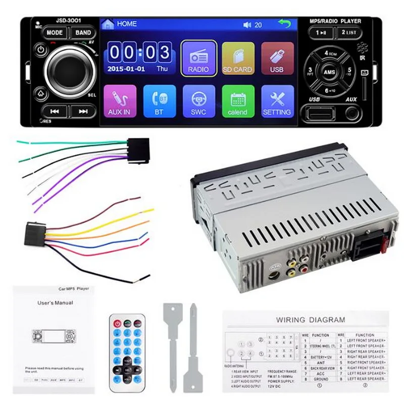 

auto audio Mirror Link radio cassette player Car MP5 Player Car Radio Touch Screen Rear view camera Stereo auto tapes 4" 1 Din