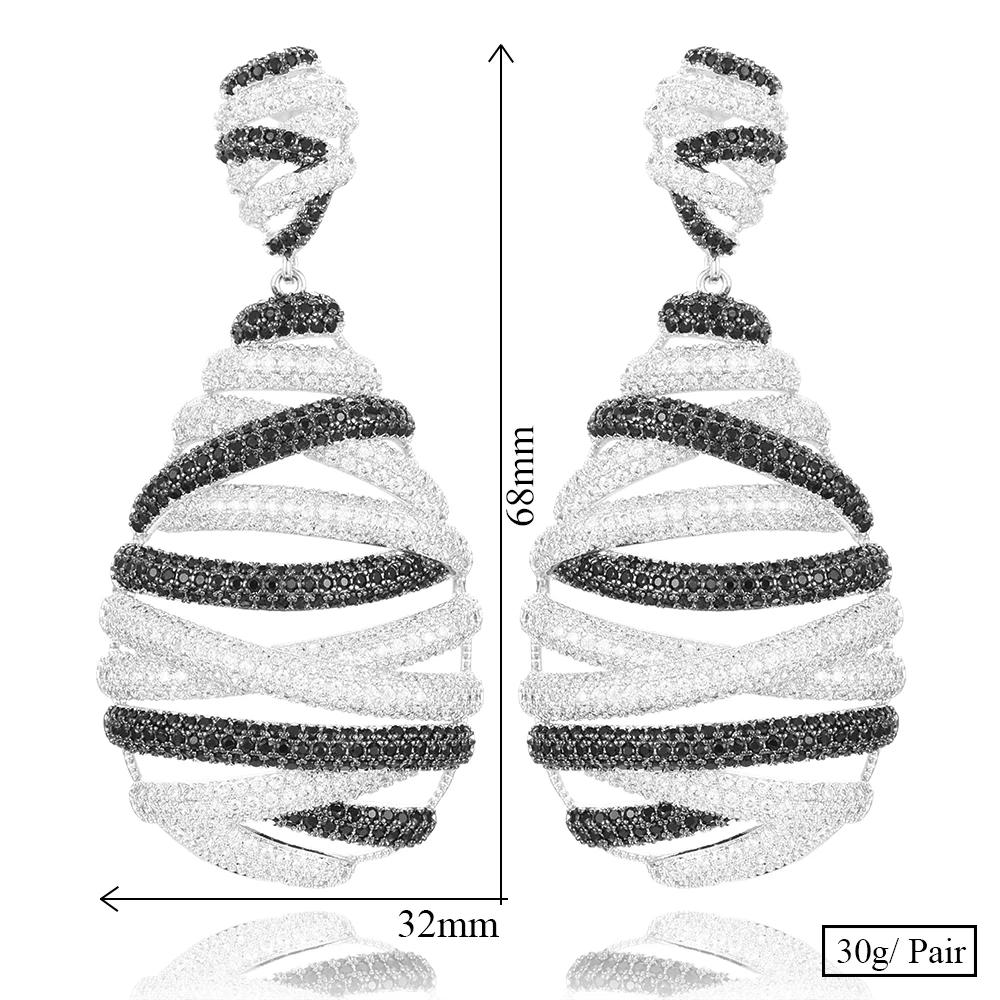 

Siscathy 2019 Luxury Indian Dubai Party Wedding Earrings For Women Trendy Big Statement Waterdrop Hollow CZ Earrings Jewelry