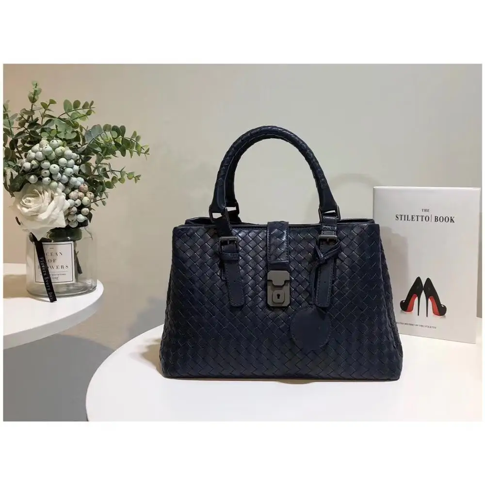 Dark blue Римская сумка, вместительная внутренняя и внешняя Дерма, сумка на одно плечо, модная тканая сумка из натуральной кожи - Цвет: Dark blue
