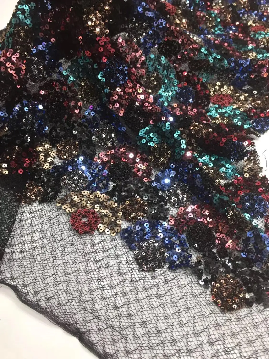 Кружевная ткань из органзы французская сетчатая кружевная с блестками для