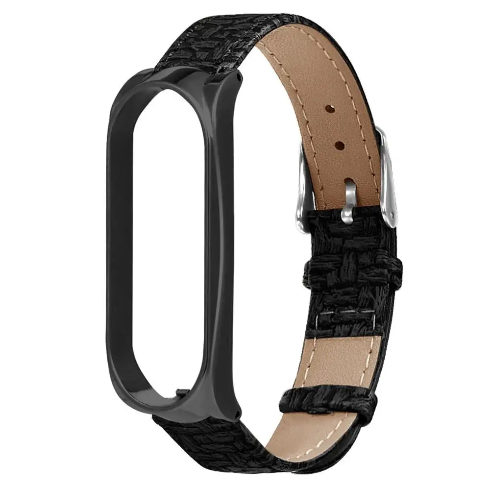 A Кожаный ремешок с тканым узором для Xaio mi Band 3, сменный ремешок на запястье Xao mi Xio mi Xiao mi band bnad3, ремешок на запястье - Цвет: A