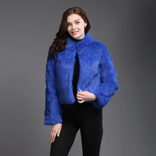 blue Лидер продаж, Женское пальто из натурального кроличьего меха, пальто из меха кролика, тонкое пальто из натурального кроличьего меха, куртка из натурального меха - Цвет: blue