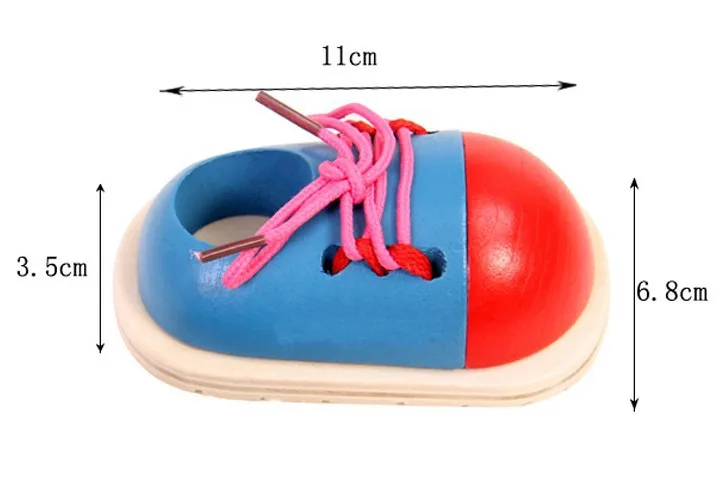 Маленьких детей 2 в 1 раннего обучения установить деревянные игрушки зашнуровать