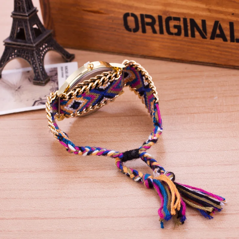 Ловец снов дружбы дамы браслет часы DIY цветок ручной работы плетеный веревка