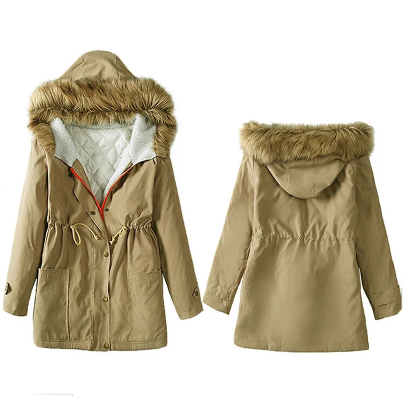 #3055 женские длинные волосы в хлопковая куртка с капюшоном зимняя парка пальто