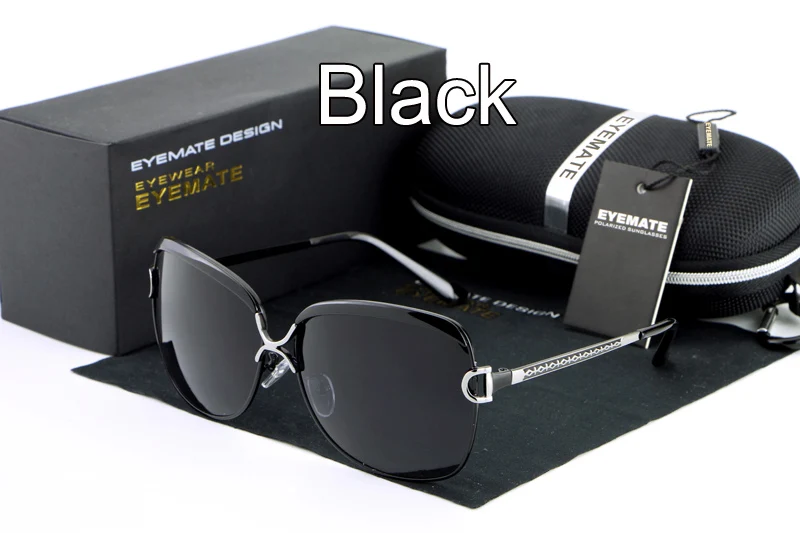 black HDCRAFTER поляризационные солнцезащитные очки для женщин Женские Элитный бренд Модные Защита от солнца очки Женская Винтаж Ретро - Цвет линз: black