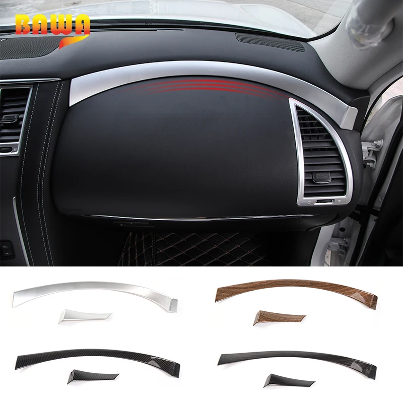 

BAWA 4 Color ABS Car Interior Dashboard Left and Right Side Decoration Strips Sticker For Nissan Patrol 2017 UP Car Styling