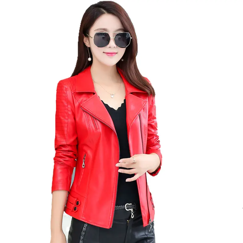 Женская короткая куртка из искусственной кожи облегающая зимняя женская верхняя