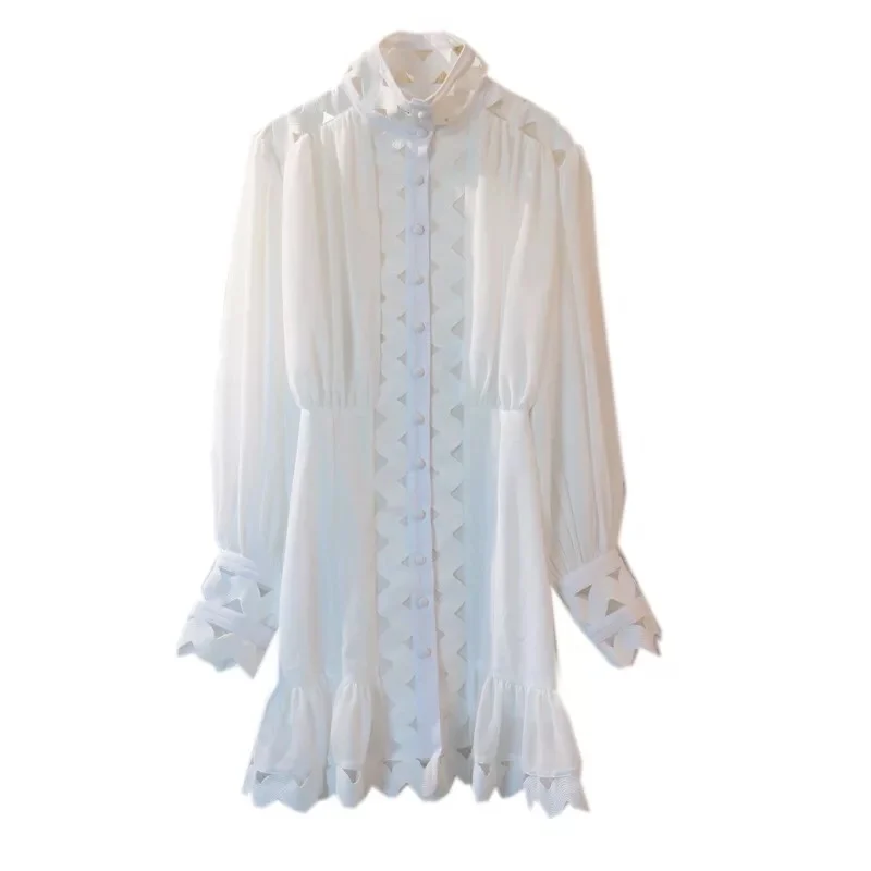 Тан летнее платье 2019 с длинным рукавом однотонные белые милые для женщин крест