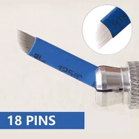 100 pcs blue 18 pin permanent makeup manual eyebrow tattoo needles blade for 3d embroidery microblading tattoo pen machine