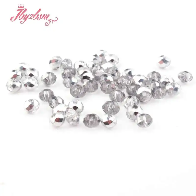 Silver White Разноцветные 50 шт Австрийские хрустальные стеклянные бусины Rondelle, граненые свободные разделители для самостоятельного изготовления ювелирных изделий, ожерелье, бусины Breaclet 3*4 мм - Цвет: Silver White
