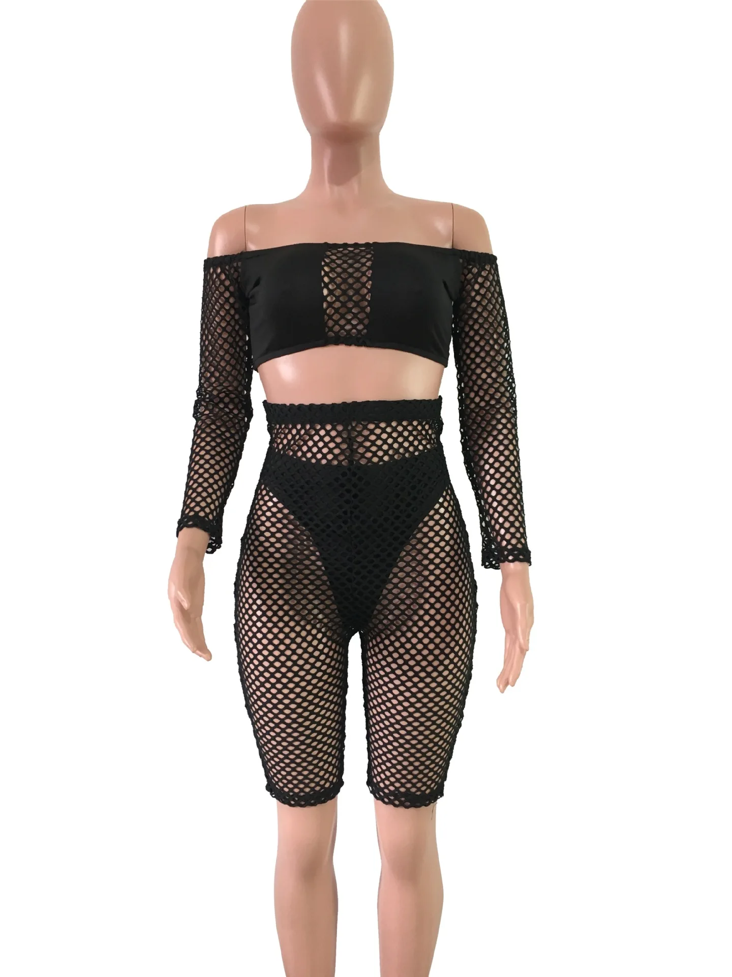 Сексуальная Перспектива 3 предмета летний комплект Для женщин наряды Mesh Crop