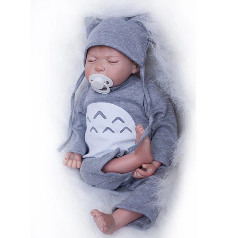 Nicery 20 дюймов 50 см Bebe Кукла реборн Мягкая силиконовая мальчик девочка игрушка реборн Детская кукла подарок для детей серая одежда серая шляпа