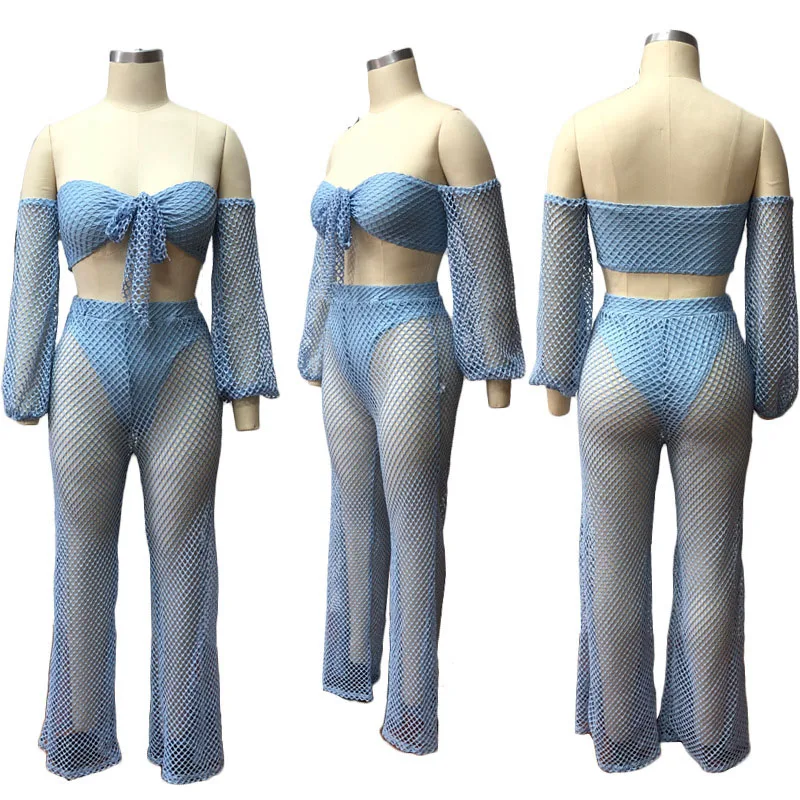 2019 сексуальный женский комплект с вырезами Модный Топ длинным рукавом бантиком и