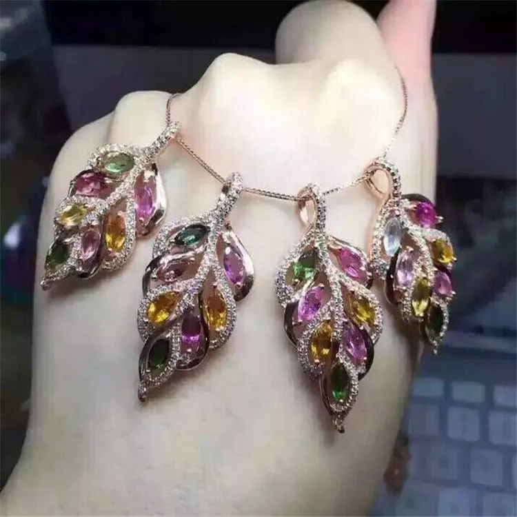 KJJEAXCMY boutique jewels S925 Серебряный кулон с натуральным турмалином + цепочка