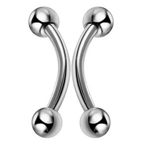 silver 2 шт./партия цветная Сережка для бровей хирургическая стальная пирсинг серьги банан спираль ювелирные изделия для тела - Окраска металла: silver