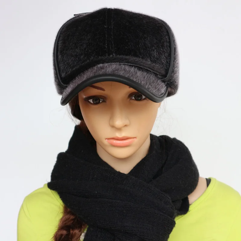 Boolawdee Для мужчин зима искусственного норки волос Бейсбол Earcuff cap утолщение