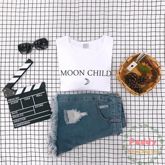 OKOUFEN MOON Детская футболка модный хипстерский классный топ Tumblr футболки женская
