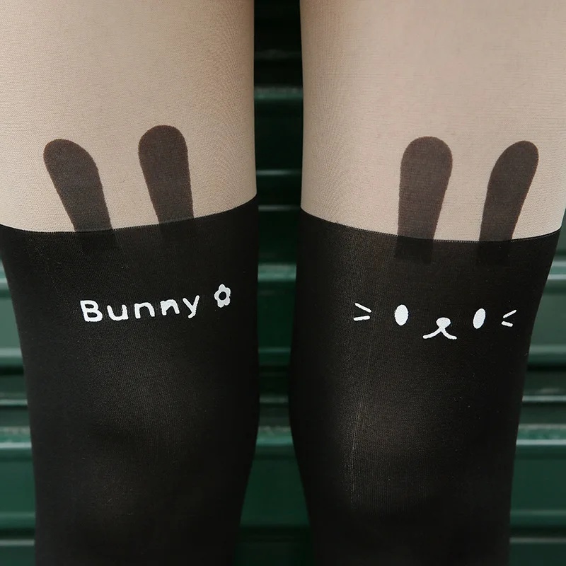 24 Kinds Of Hot Arrived Styles 90cm Women Pantyhose Cute Sexy Cat Pattern Printed Tattoo Cartoon Style Girl's Sheer Stockings - Color: Style3