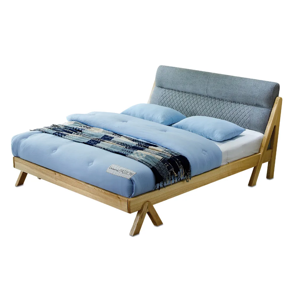 

1122H301B современный минималистичный Свадебный Большой размер оригинальный скандинавский стиль цельная деревянная большая кровать 1,8 м фута ...