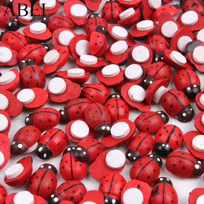 50 шт./лот деревянные наклейки в виде божьей коровки лабычьей птицы