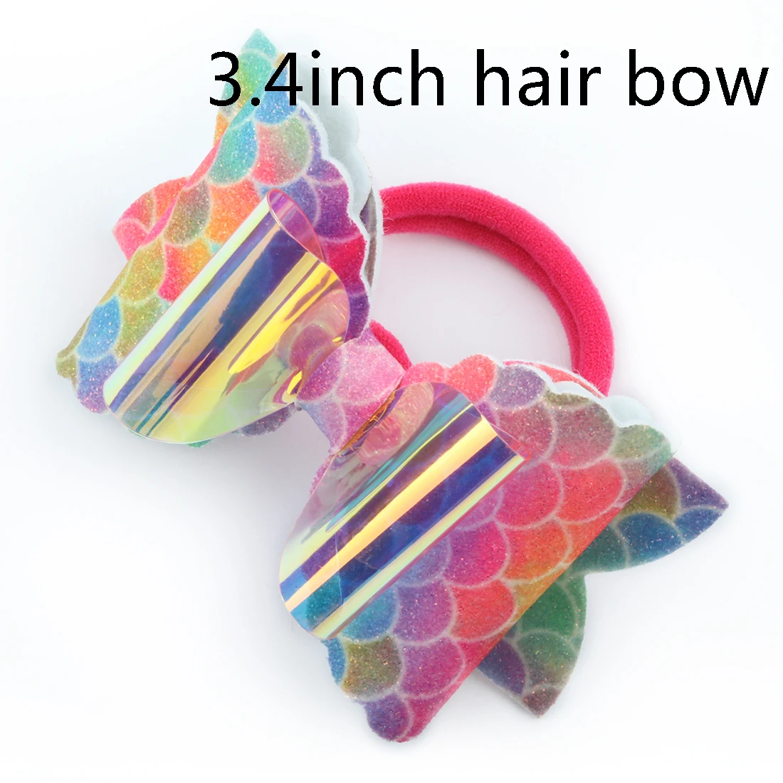 mermaid pvc-1 1 PC Child Hair Bow Tie Elastic Hair Band Glitter Hairbow Rope Rainbow Sequin Sparkly 3 Inch Bows Mermaid Girls Sweet Headwear - Цвет: mermaid pvc-1