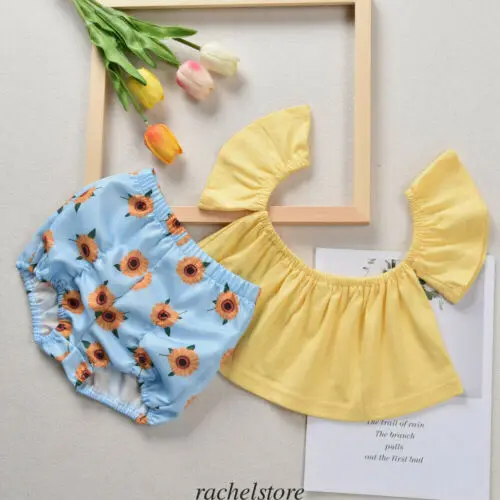 Комплект детской одежды из 2 предметов для маленьких девочек летний укороченный