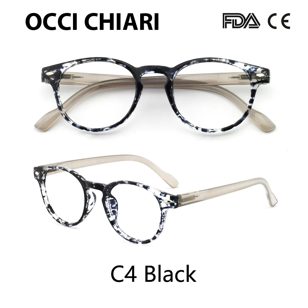 OCCI CHIAR, круглые очки для чтения, 1,25, Анти-усталость, дальнозоркость, очки, оправа для женщин+ 1,75+ 2,25+ 2,5+ 2,75+ 3+ 3,5 - Цвет оправы: C4 black