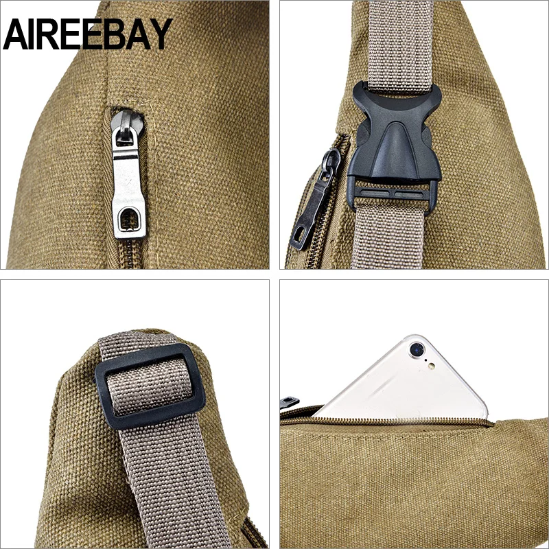 AIREEBAY большая поясная сумка холщовая многофункциональная уличная нагрудная