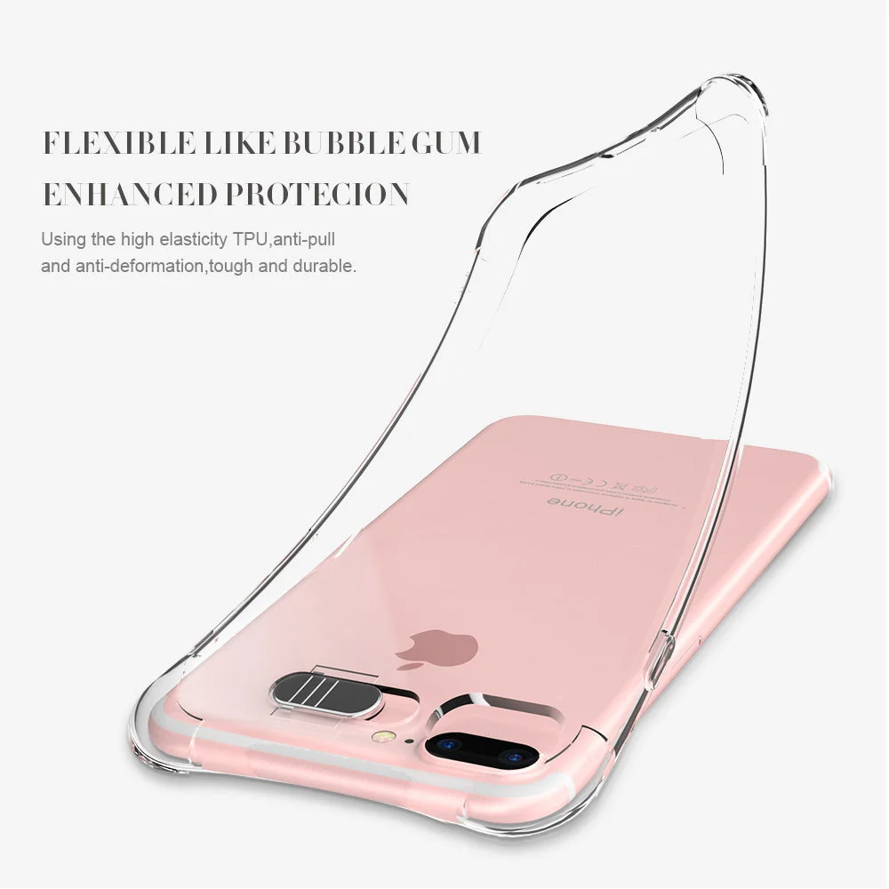 Светодиодная вспышка ясно кремния ультра тонкий мягкий чехол для iphone 8 плюс 7 Plus