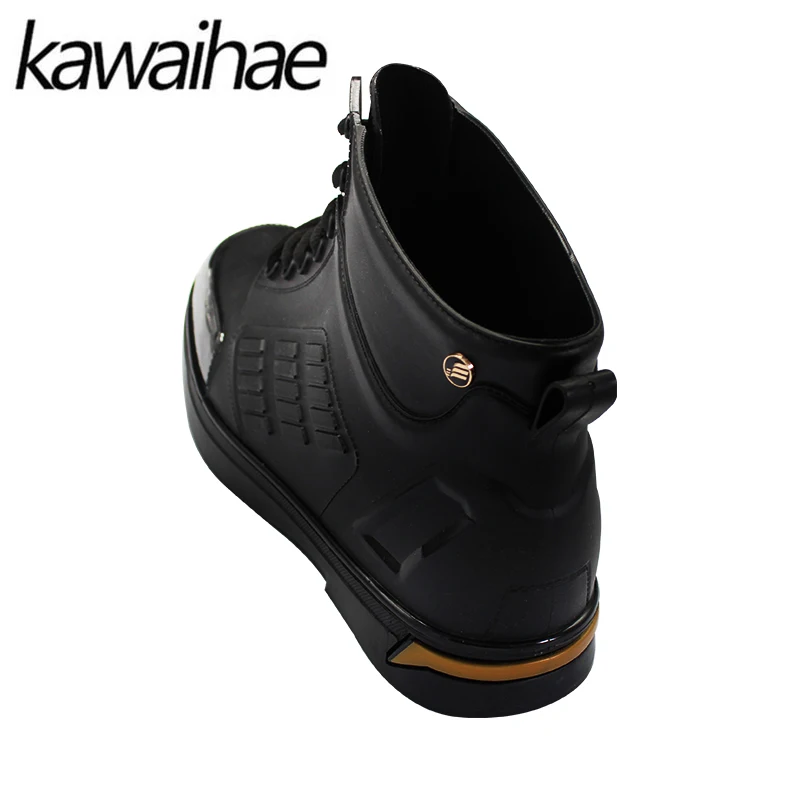 2017 осень-зима Водонепроницаемый резиновая ПВХ мужские сапоги Силконовые Шнурки