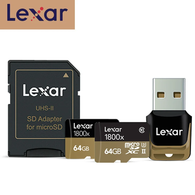 Карта памяти Lexar Micro sd 270 МБ/с./с 1800x64 ГБ microsd TF флеш карта SDXC картао память для автомобиля дрона Спортивная