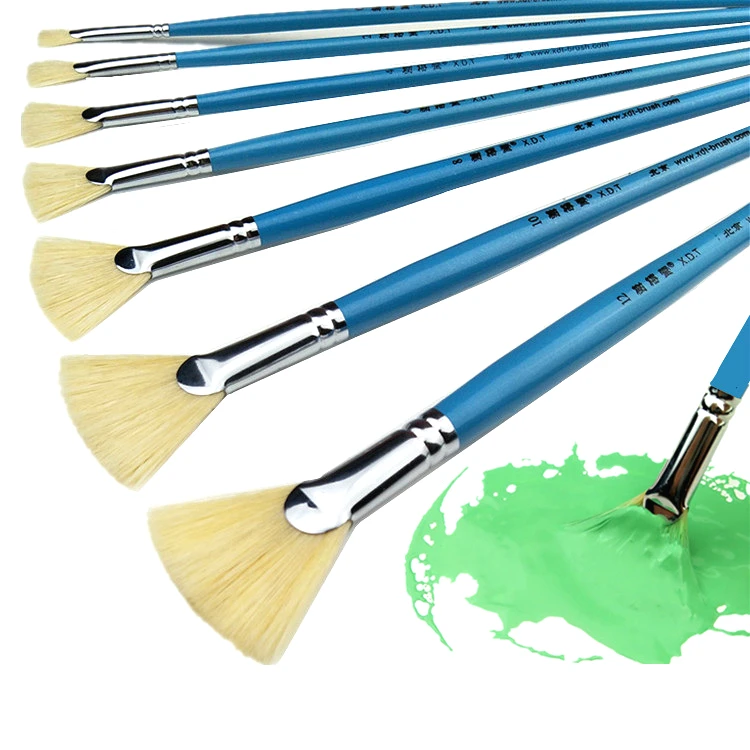 

High Quality Bristle Hair Fish Tail Fan Shape Paint Brush 12pcs Artist Acrylic Oil Painting Brushes Set Landscape Drawing Brush