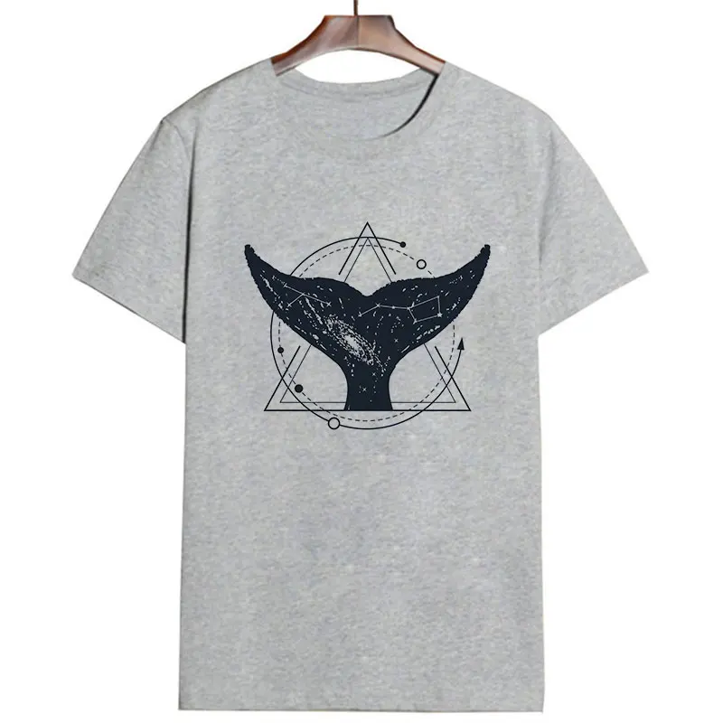 Vintage Vogue Whale Tail Printed Gothic Tshirt Cosmic Belief Harajuku Summer Tops T Shirt Women Vintage Streetwear Vegan T-shirt