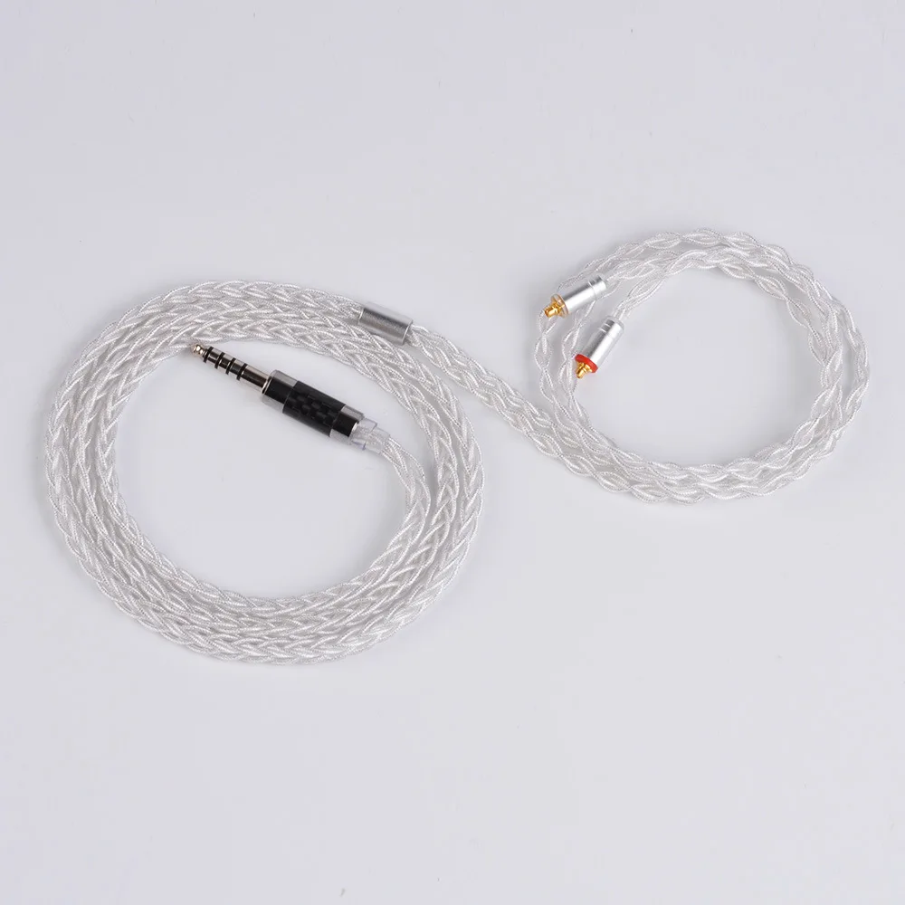 8 штук кабель MMCX для Shure SE215 SE535 SE846 2 pin для ZS10 ZST ZAR для sony 3,5 мм 2,5 мм 4,4 мм Баланс серебро Фольга кабели