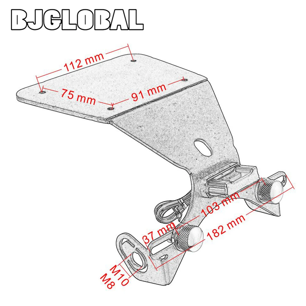 

CNC License Plate Bracket Number Holder Plate with 3 LED For Yamaha R3 R25 MT03