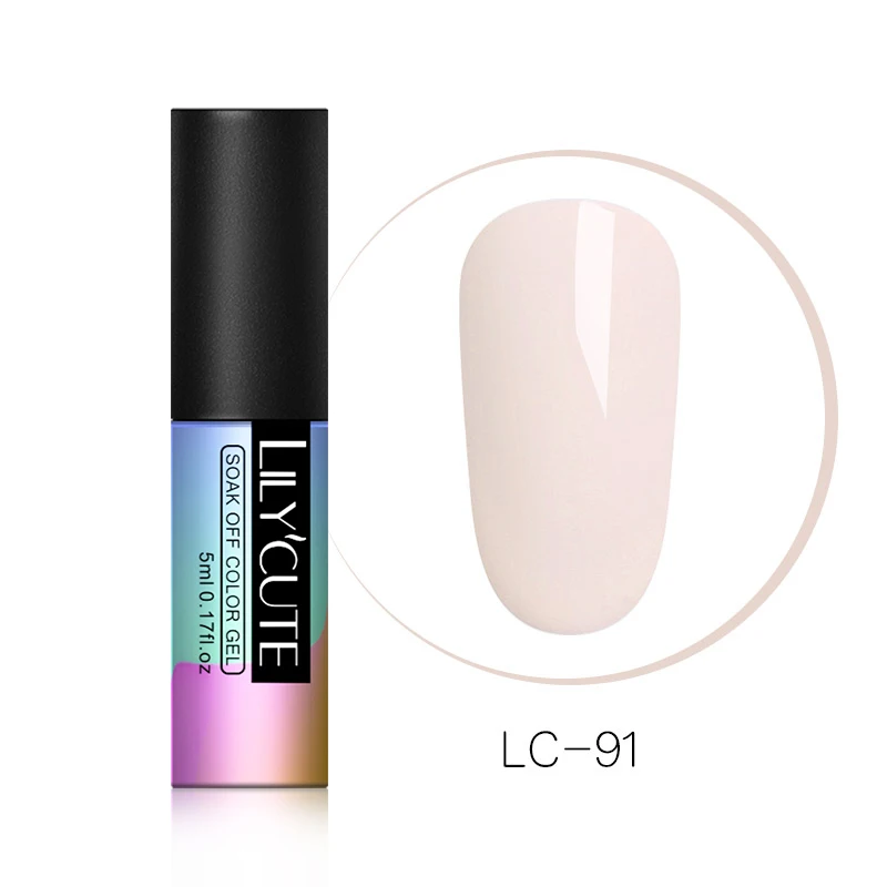 LC-91 LILYCUTE, 5 мл, блестящий гель, голографический лак, радужные лазерные хлопья, долговечный, замачиваемый, УФ светодиодный, для дизайна ногтей, Гель-лак для маникюра - Цвет: LC-91